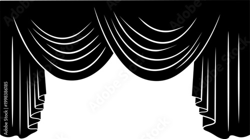 Stage curtains silhouette, perfect element for wedding, cinema premieres, show posters, and performance event designs.