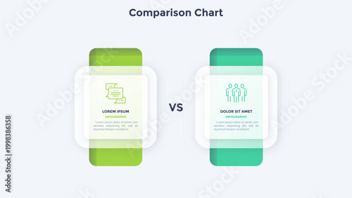 Fotografia Vector illustration, Comparison chart infographic template with two vertical columns for presentation slides