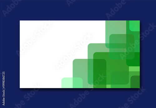 Green Abstract Banner Design with Layered Square Shapes for Eco Business Branding and Marketing