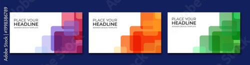 Minimal Abstract Banner Set with Colorful Square Shapes for Corporate Marketing and Branding Design