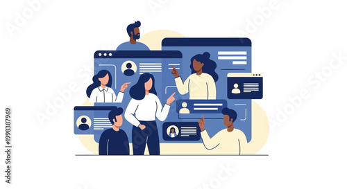 People interacting with technology.