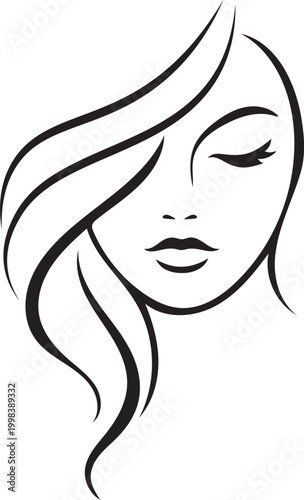 beauty women face logo design vector art illustrator