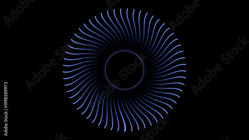 Radial Blue Circle Lines Abstract Symmetry Minimal Futuristic Background Design