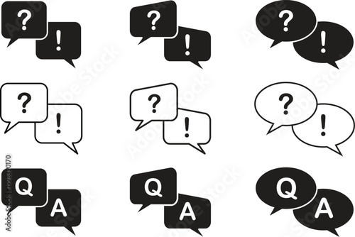 FAQ icon set vector art illustration