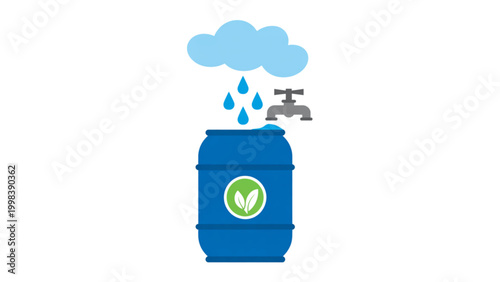 Water faucet polluting blue trash bag