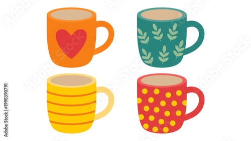 Four colorful beer mugs illustration