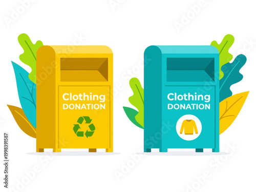 Clothing Donation Bins Vector Illustration for Charity and Textile Recycling