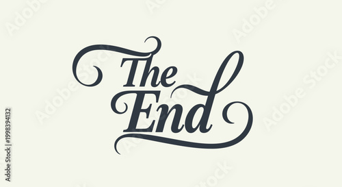 Elegant 'The End' text in a handwritten script style on a light cream isolated background, signifying conclusion or finale.
