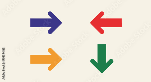 Set of Colorful Direction Arrows Pointing Up Down Left Right in Bright Studio