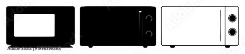 Microwave set with black silhouette on white background featuring appliance, kitchen appliance, electronic appliance with silhouette and background