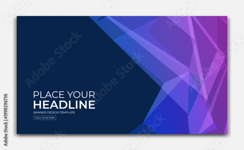 Corporate Banner Template with Blue and Purple Abstract Shapes for Professional Marketing Design