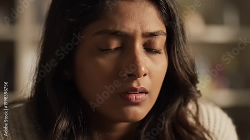 Woman Expressing Various Emotions Closeup.