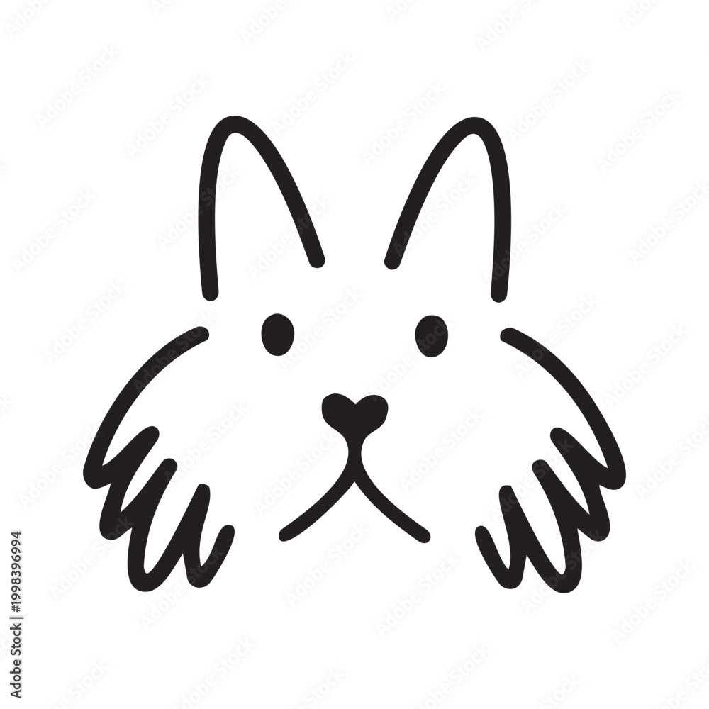 Obraz premium Cute and funny sketched face of dog. Dog head icon. Outline style. Cartoon dog face. Silhouette simple. Animal Logotype concept. Logo design template