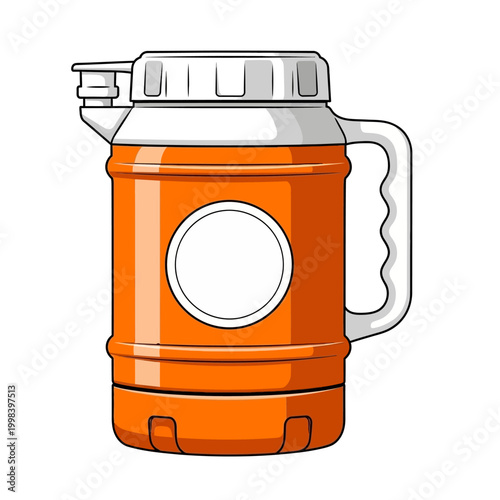 Orange insulated travel mug with handle and lid