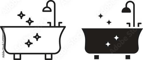 Bathtub cleaning icon for social media, app, and web design. Vector illustration.