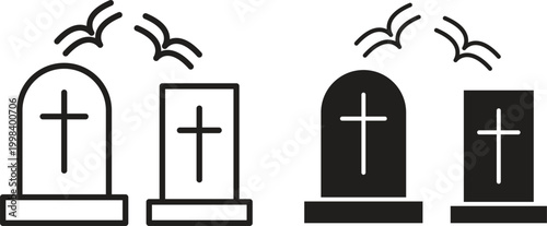 Cemetery icon for social media, app, and web design. Vector illustration.
