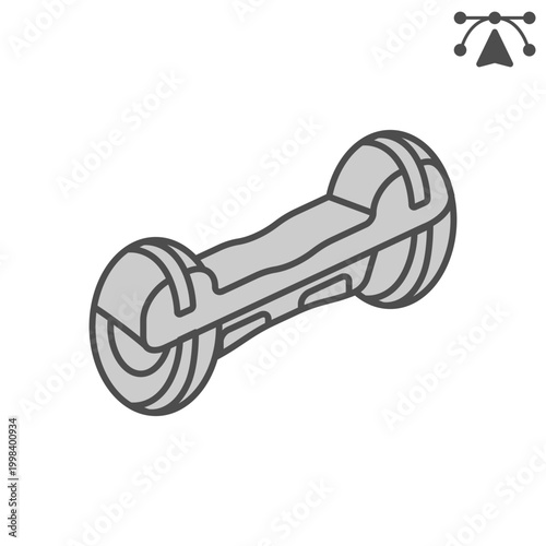 Hoverboard isometric icon, futuristic hoverboard concept. Vector graphics. Futuristic transport, transportation sign and editable stroke, outline style icon for mobile or web design.