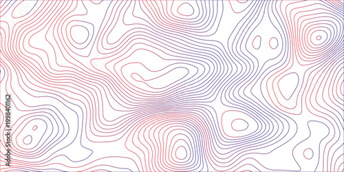 Abstract colorful contour wave lines topographic background, lines map seamless pattern, modern wallpaper texture and realistic design used for banner and posters, mountain relief geographic pattern.