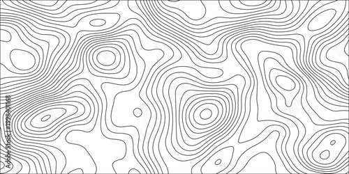 Abstract white contour wave lines topographic background, lines map seamless pattern, modern wallpaper texture and realistic design used for banner and posters, mountain relief geographic pattern.