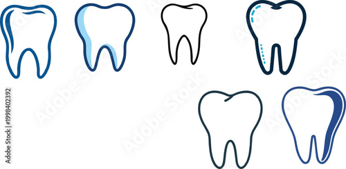 Vector Icon of a Tooth in Outline Style Featuring a Smooth Rounded Shape on a Minimal White Background