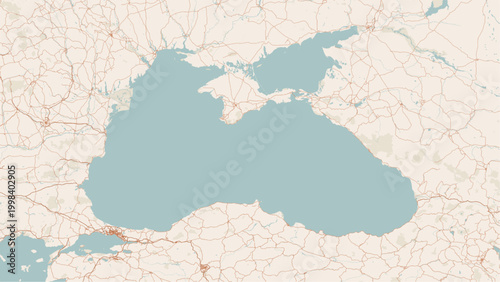 Minimalist vector map of the Black Sea region. High-quality SVG illustration covering Turkey, Ukraine, Russia, Romania, Bulgaria, and Georgia coastline for travel and infographics.