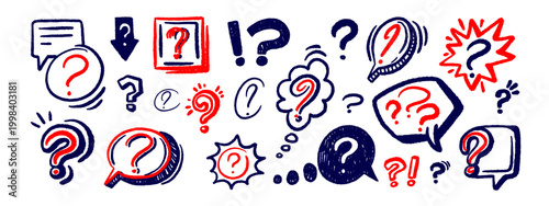 Hand drawn question mark in bold brush strokes, perfect for quiz design, FAQ section and doubt themed graphic with authentic doodle style and vibrant energy. Vector scribble collection