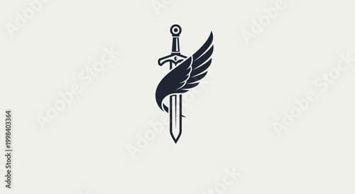 elegant winged sword logo modern strong emblem design