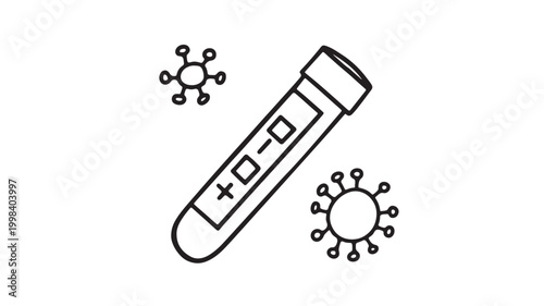 Medical thermometer icon with blood test symbols and virus germ icons for healthcare premium health care concept illustration