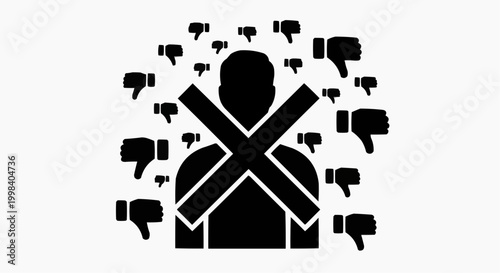 Cancel Culture and Cyberbullying Concept with Thumbs Down Icons