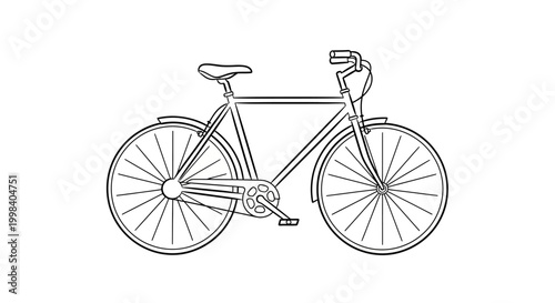 Cuadro en lienzo Classic Bicycle Outline Drawing - Vintage Transport Icon