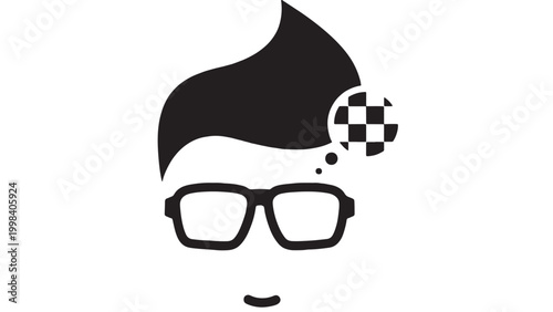 Goatee mustache icon with glasses and pixel game controller bubble for premium retro gaming branding featuring gamer style, esports, twitch with