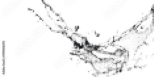Abstract pattern of varying sized black dots on a grid, creating a textured, pixelated effect with a sense of depth and complexity.