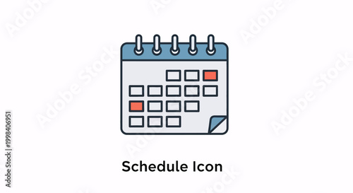 Flat design calendar icon representing schedule, planning, and time management for business and personal organization