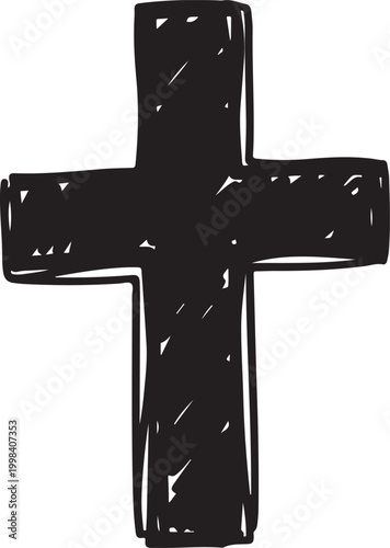 Hand-drawn black plus sign with rough edges cross symbol