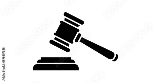 Black Silhouette of Judge's Gavel and Sound Block