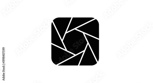 Abstract Black Aperture Icon with Geometric Shutter Blades