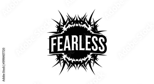 Fearless word in a spiky emblem.