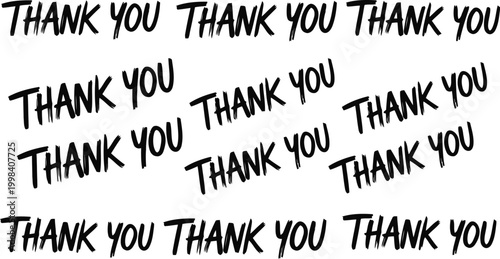 Repeating text thank you in black handwritten font on with appreciation, gratitude