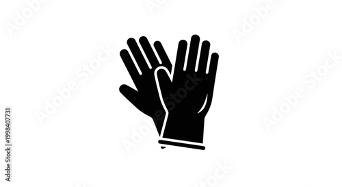 Фотография Pair of Black Protective Rubber Gloves for Cleaning