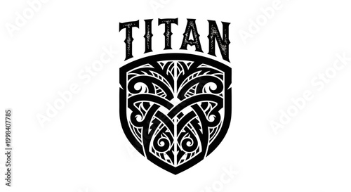 Black and white shield logo design.