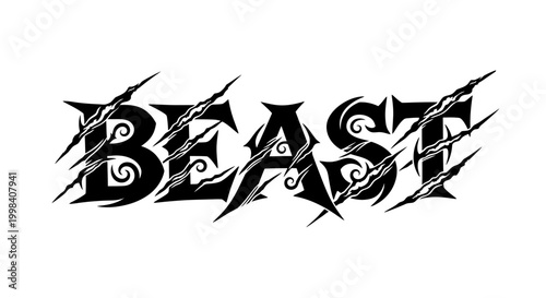 Beast graffiti lettering tattoo style font.