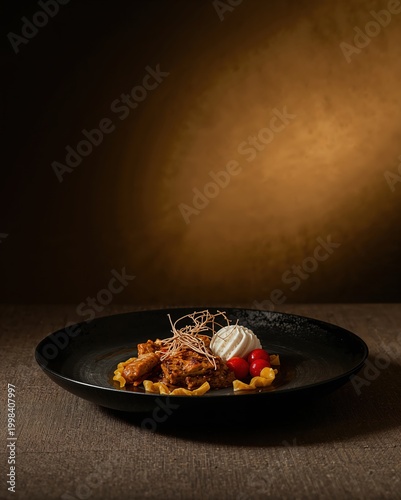 Minimalist Dark Plate With Elegant Food Presentation