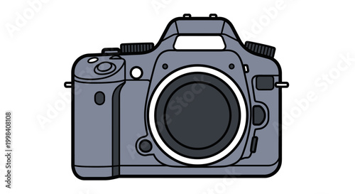 Digital SLR camera illustration front view on white background