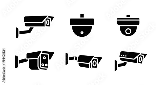 Security Surveillance Camera Icon Set for Protection