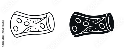 Blood vessel plaque icon set, artery blockage and cholesterol buildup concept in line and flat style. vector illustration.