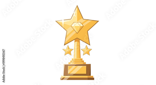 Golden star trophy award symbol.