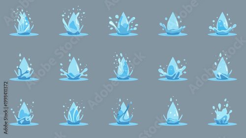 set of splash water icon with simple flat design