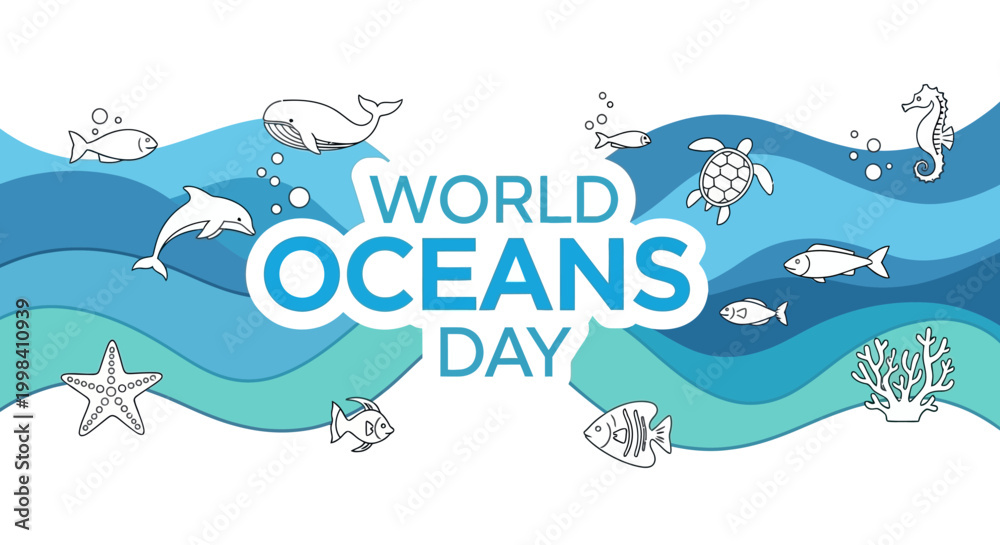 Obraz premium World Oceans Day marine life conservation.