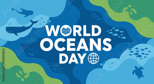 World Oceans Day awareness campaign banner.
