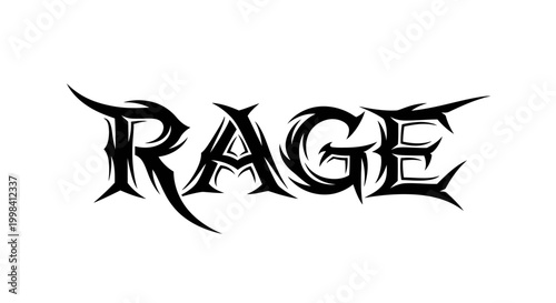 Stylized black text spelling out the word RAGE in a bold and aggressive font.